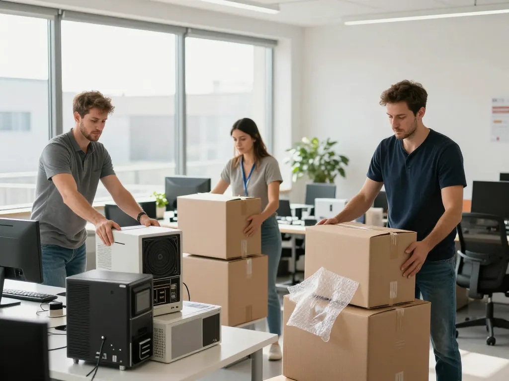 Équipe de professionnels en plein débarras et nettoyage de bureaux encombrés dans les Yvelines.