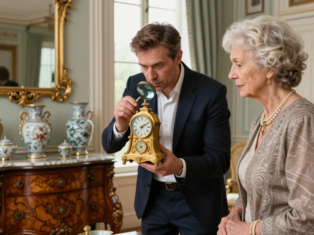 Intérieur avec mobilier ancien et antiquités