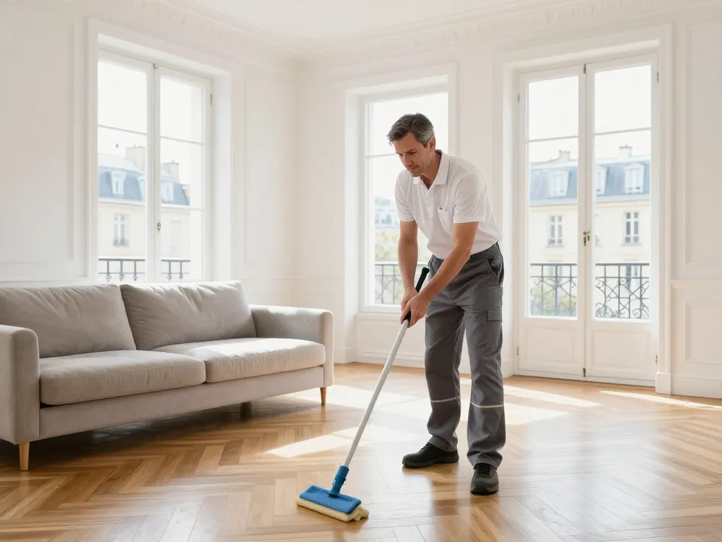 Salon d'un appartement parfaitement propre et rangé après une prestation de nettoyage professionnel suite à un syndrome de Diogène.